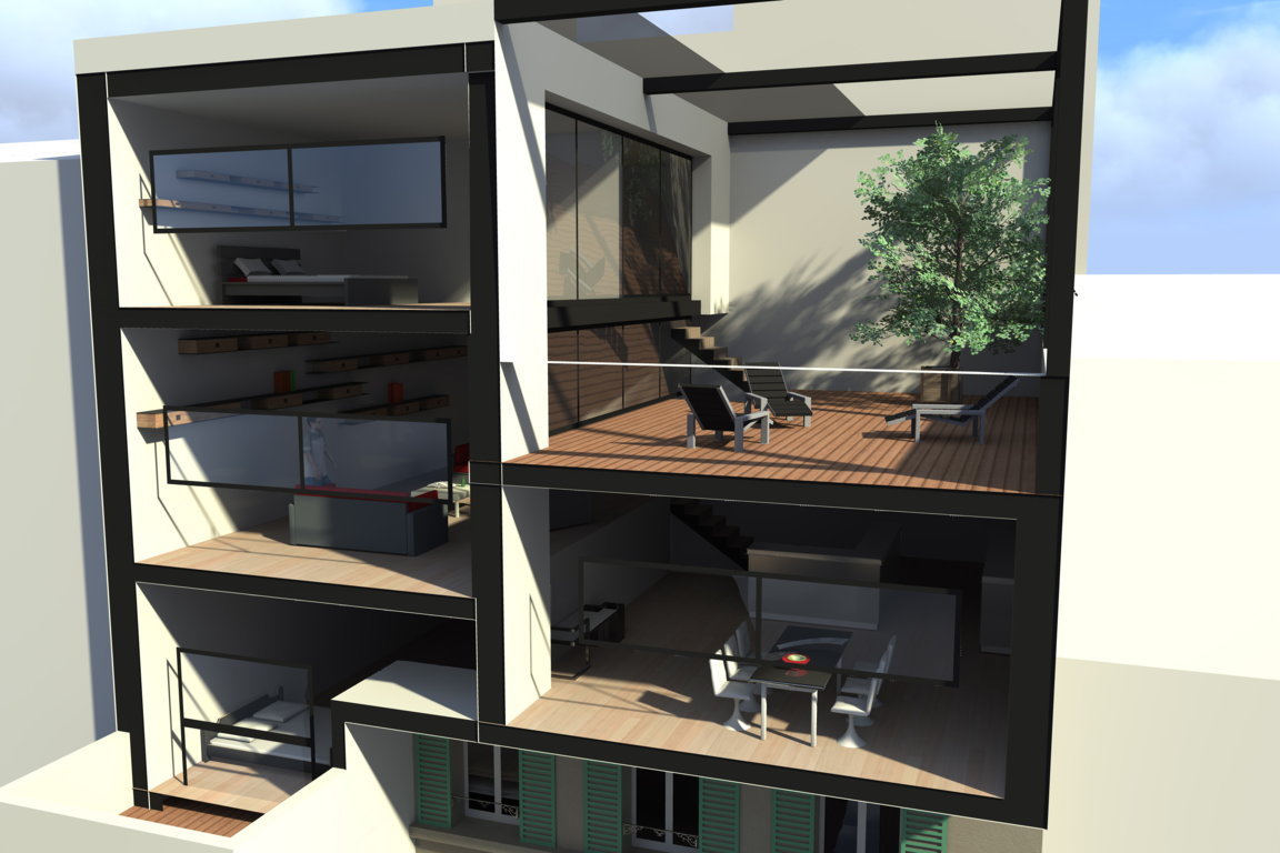 Frédéric Wetzel Architecte. Surélévation immeuble Paris. Architecte rénovation immeuble Paris. Architecte Paris. Hotel particulier Paris. 