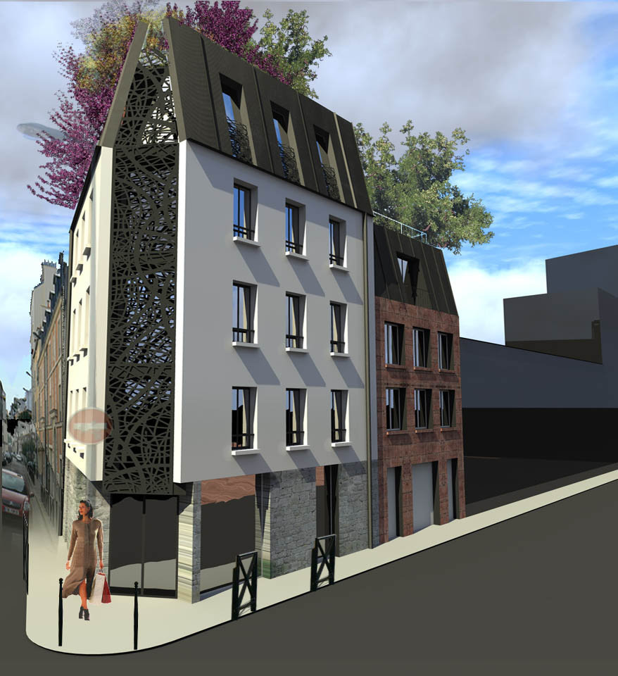 Immeuble neuf architecte. Architecte Paris. Frédéric Wetzel Architecte. Transformation immeuble architecte Paris.