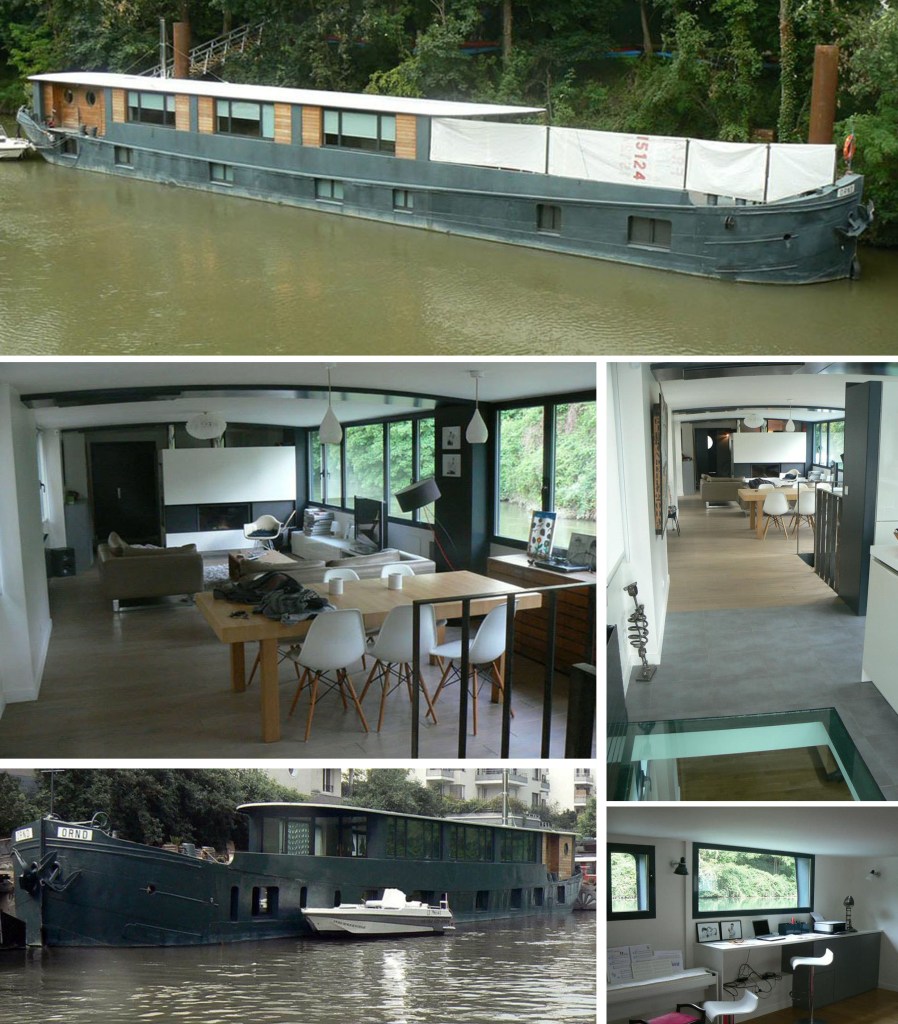 Transformation péniche. Architecte naval. Péniche Paris. Surélévation péniche.