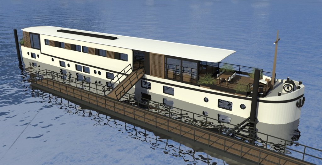 Péniche bureaux. Architecte péniche. Architecte naval. Péniche asnières architecte. Transformation péniche. Espace coworking architecte. Transformation péniche bureaux.