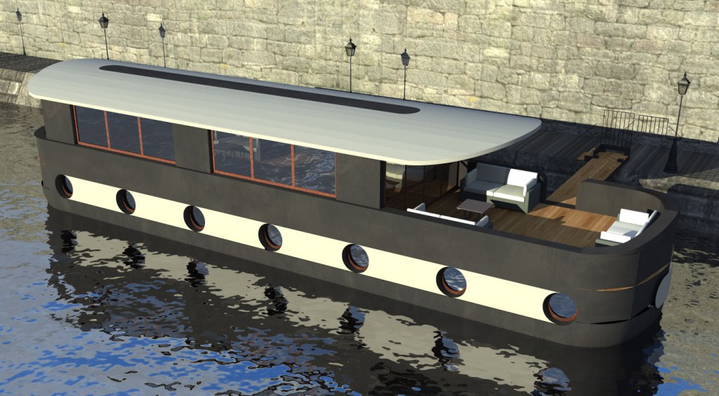 Transformation et surélévation bateau naviguant Paris. Architecte Paris