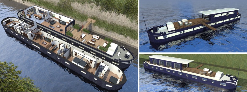 Surélévation péniche Neuilly sur Seine. Surélévation péniche Freycinet. Architecte naval Neuilly sur Seine